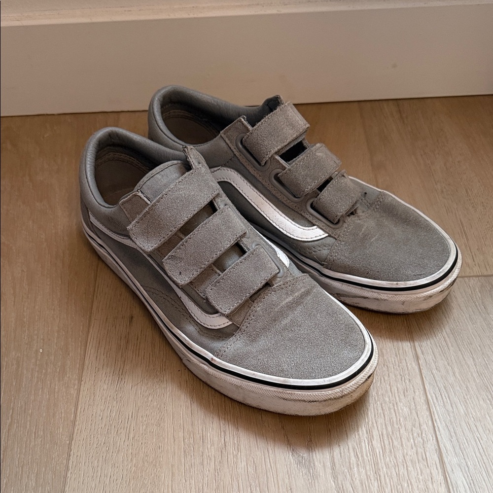 Vans Old Skool Triple Velcro Sneakers - Gray & White